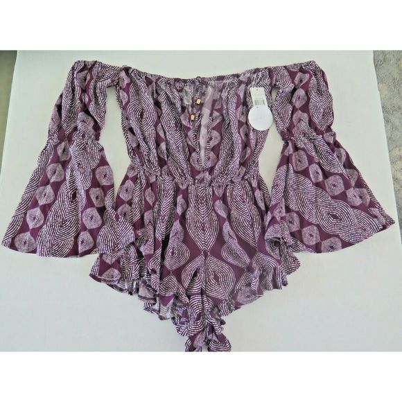 Anthropologie RADIO FIGI Sz SMALL Majorelle Sokally Romper Swim Cover Up Marsala - Picture 3 of 7